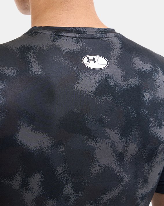 Men's HeatGear® Printed Short Sleeve in Black image number 5